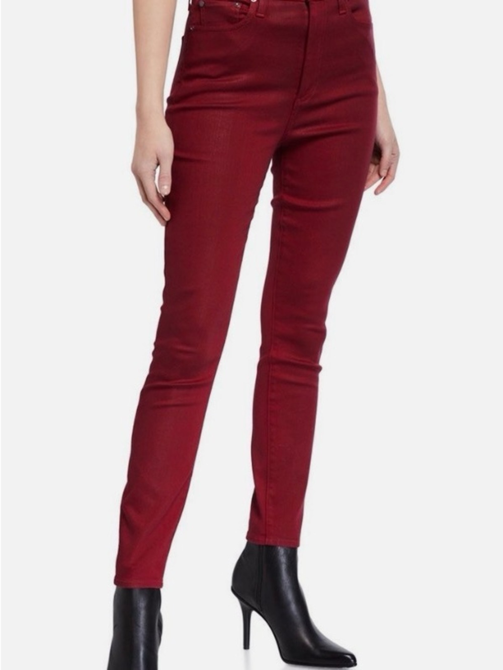 Alice and Olivia High-Rise Skinny Jeans in Deep Burgundy 26
